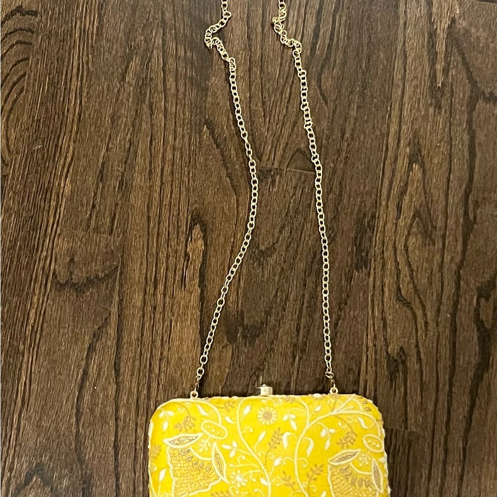 Yellow Floral Clutch Bag